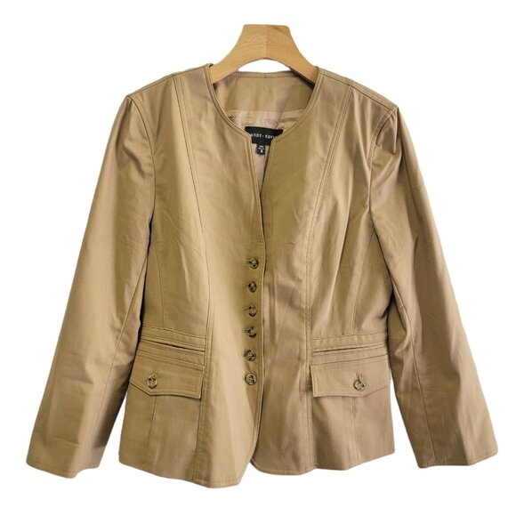 Randy‎ Kemper Womens Blazer Beige Size 8 Button Up Blazer EUC - Picture 1 of 6